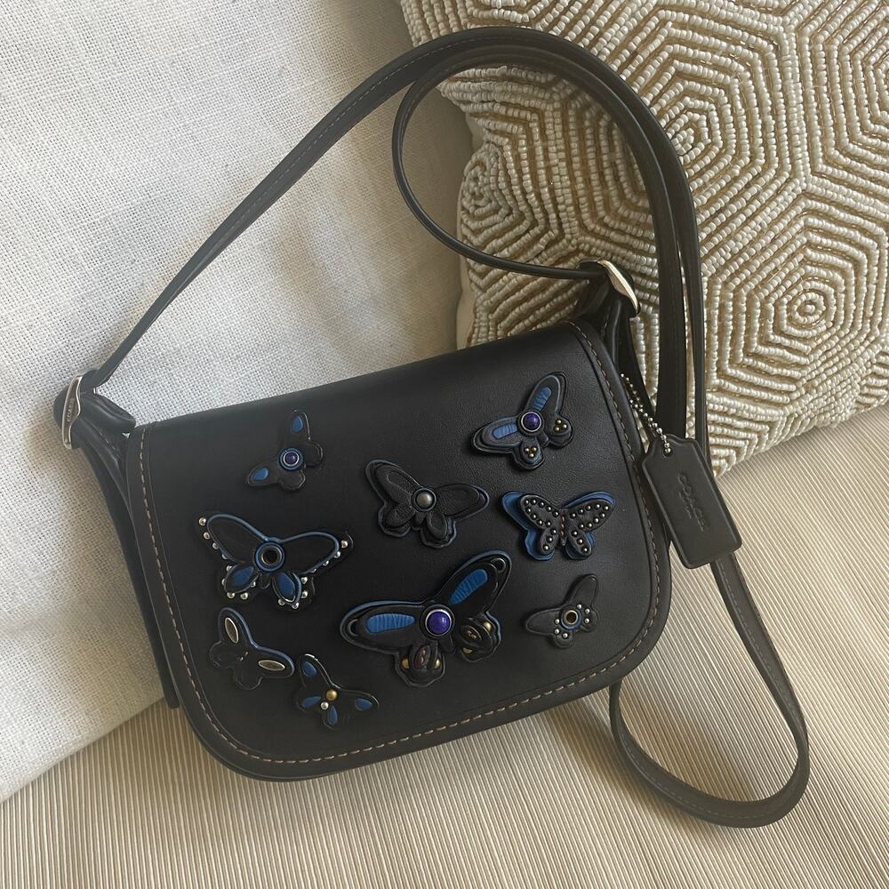 Coach Patricia Butterfly Crossbody Bag F59360 | Black Leather Appliqué - Picture 6 of 6